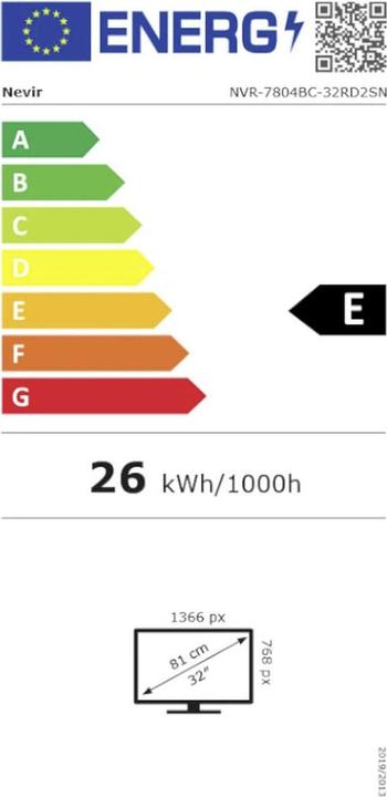 Energie-Label Nevir Smart TV 7804 HD 32" LED DVB-T2 DVB-S2 (32", LED, HD, 2025)