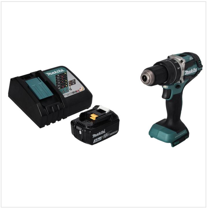 Productafbeelding Makita DHP 484 RF1 Accu-slagboormachine 18 V 54 Nm Borstelloos + 1x oplaadbare accu 3.0 Ah + lader