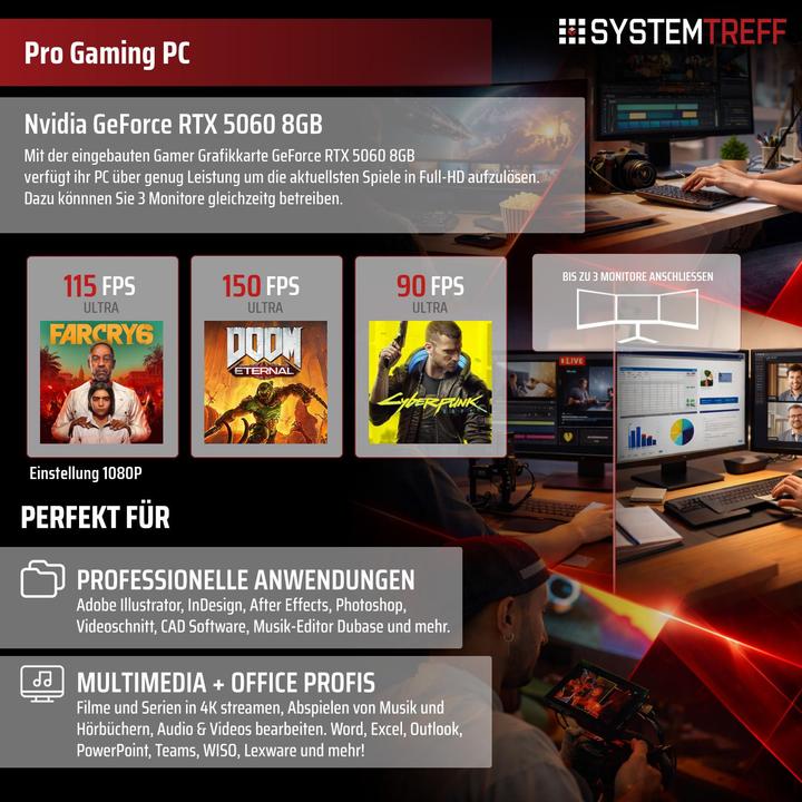 Produktbild SYSTEMTREFF Gaming PC G245158 (1000 GB, 32 GB)
