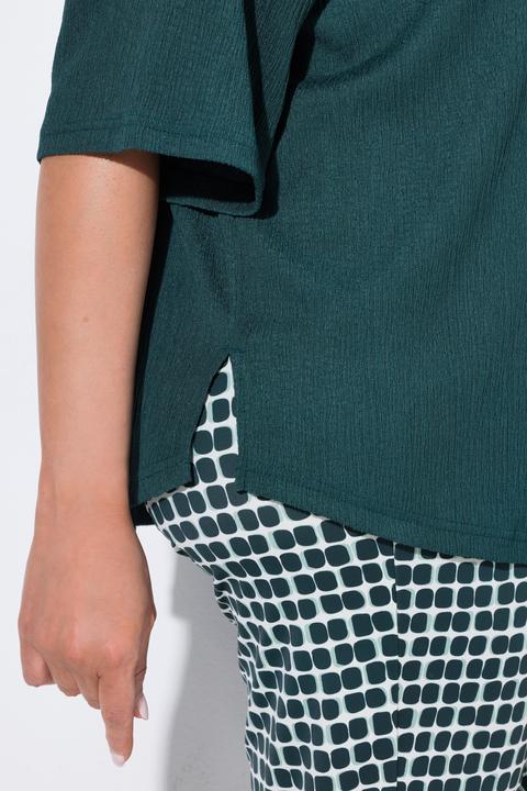 Actual product image Ulla Popken Lightly Textured 3/4 Sleeve Button Down Blouse (58)