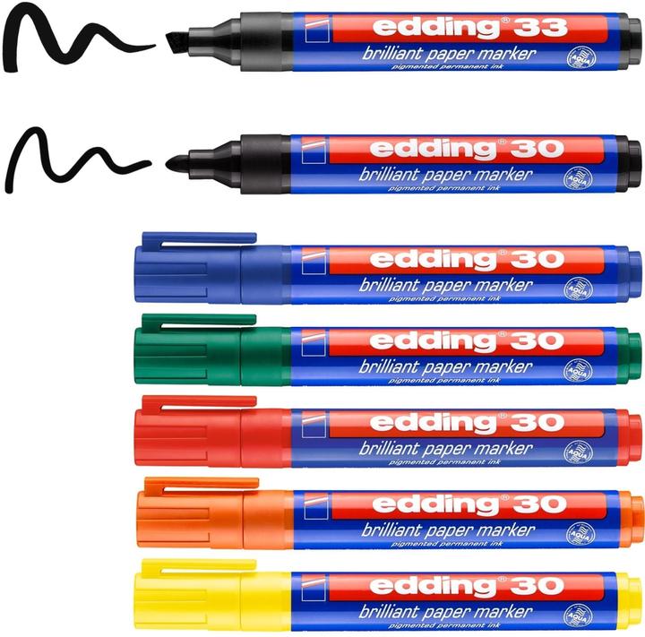 Productafbeelding Edding Flipchart marker 30/33 7 stuks (Groen, Rood, Geel, Zwart, Oranje, Blauw, 3 mm, 7 x)
