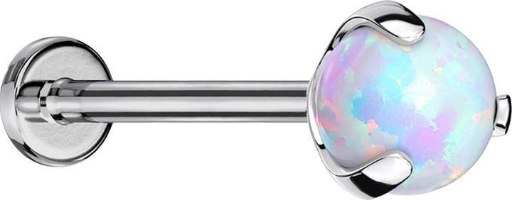 Image du produit Star Piercing Labret Micro Threadless argenté avec boule opale blanche sertie (sans laiton, Titane)