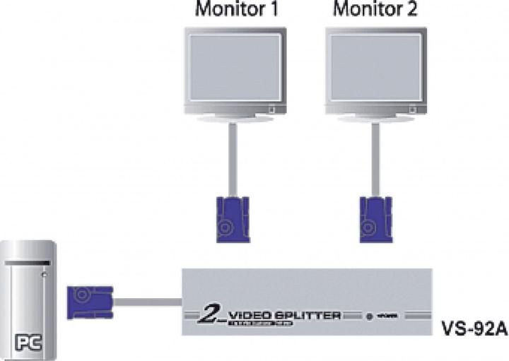 Produktbild Aten VS92A, 2 Port VGA Splitter mit Signalverstärker bis 30m