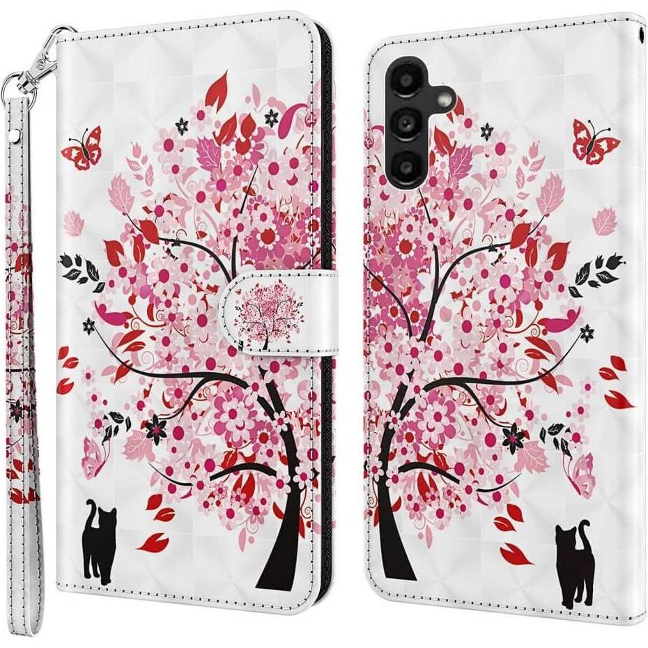 Cover-Discount Galaxy A14 - Etui Glitzer Effekt Baum rosa (Samsung Galaxy A14), Smartphone Hülle, Rosa