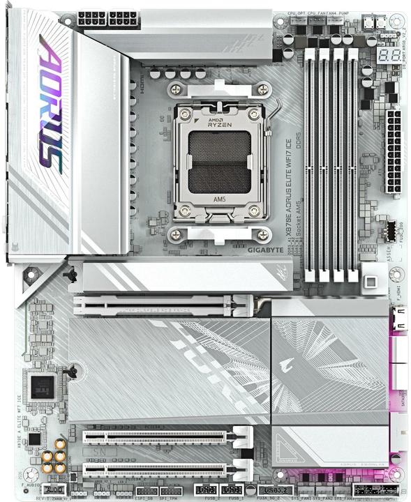 Actual product image Gigabyte X870E AORUS Elite WIFI7 ICE (AM5, AMD X870E, ATX)