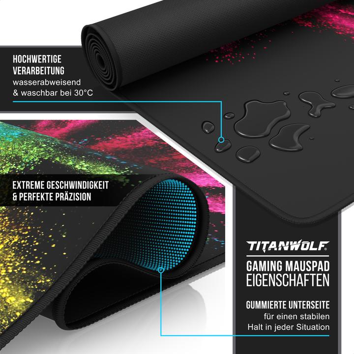Produktbild Titanwolf Gaming Mauspad, 1200 x 600mm XXXL Speed Gaming Mausmatte, Mauspad extra große Oberfläche Farbe (XXL)