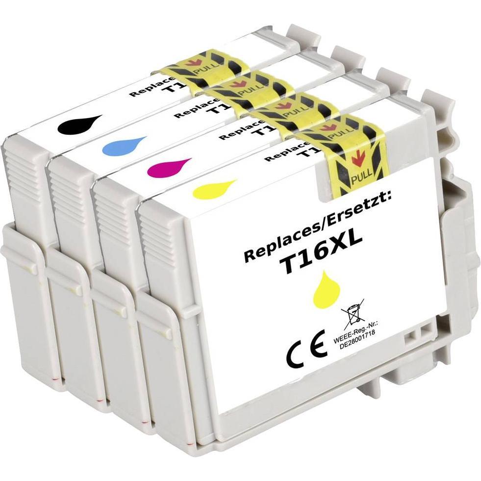 Renkforce, Druckerpatrone, Tinte Kombi-Pack ersetzt Epson 16XL (C13T163640) Kompatibel Schwarz (M, BK, C, Y)