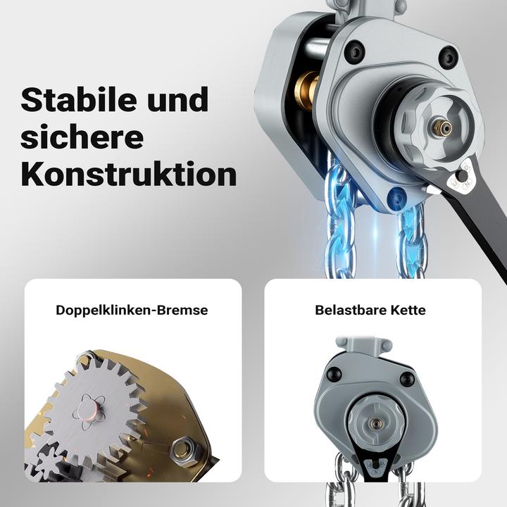 Produktbild Wiltec Mini Hebelzug bis 3t Handkettenzug 1,5m Hubhöhe Kettenzug Hebezeug