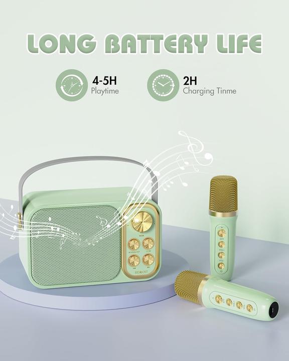 Actual product image Bescost Tragbare Karaoke Maschine mit 2 Mikrofonen