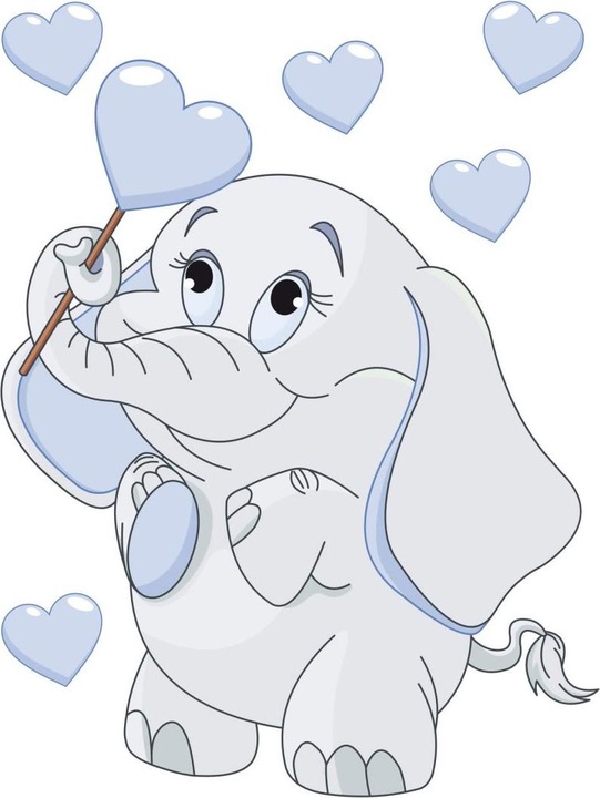 Image du produit Trenddeko Bébé éléphant avec coeurs + autocollants lumineux (45 x 60 cm, 30 x 40 cm, 38 x 50 cm)