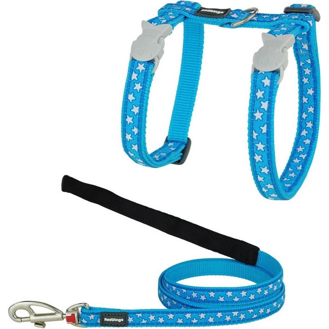 Comparer les prix de Red Dingo Poitrail-Sangle Chat Style Étoile Blanche Et Turquoise