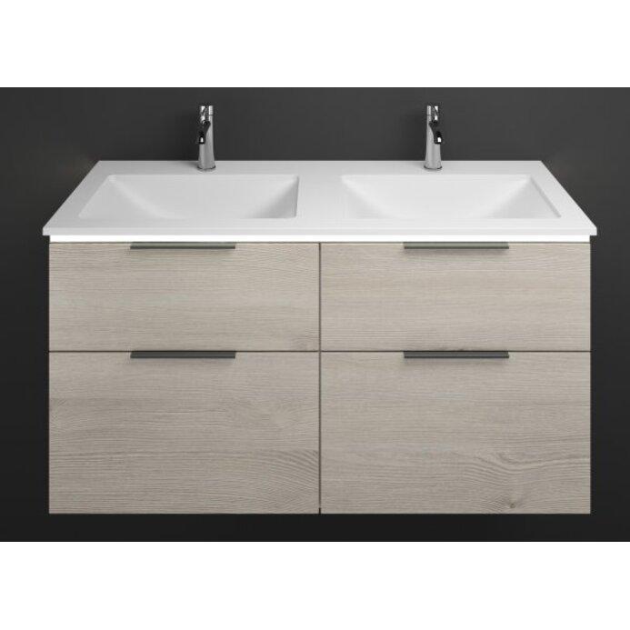 burgbad, Badmöbelset, Eqio Mineralguss-Waschtisch inklusive Waschtischunterschrank und LED-Waschtischunterschrankb