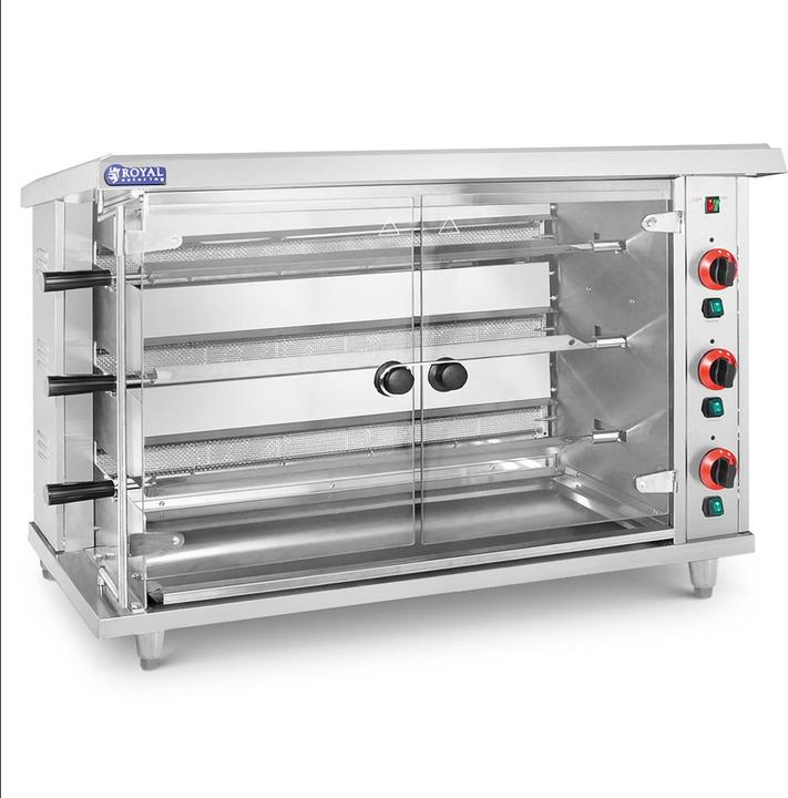 Produktbild Royal Catering Gas-Hähnchengrill 3 Spiesse mit Beleuchtung 3 x 5 kW Edelstahl / gehärtetes Glas (15 kW)