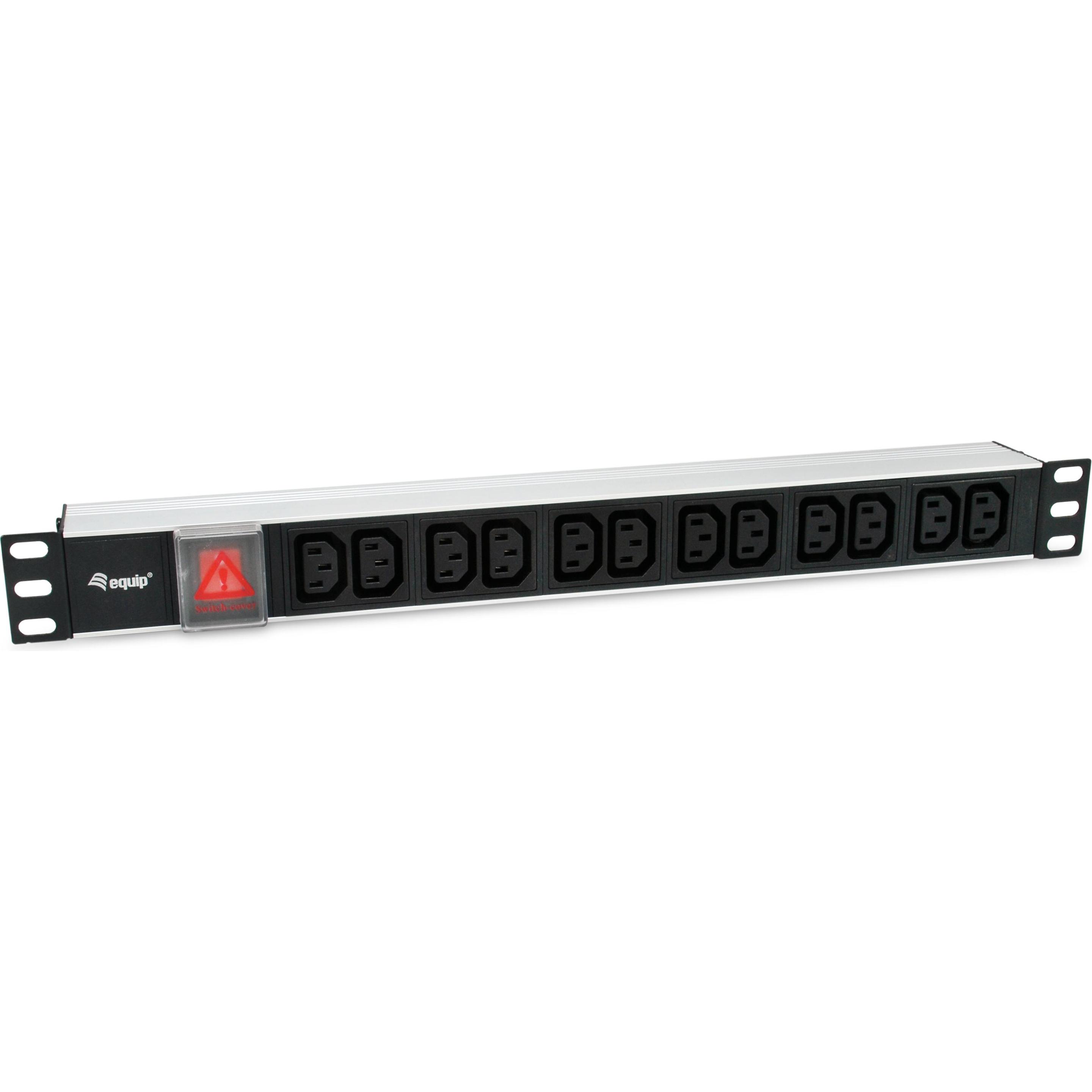 equip, Steckdosenleiste, Steckdosenleiste 19"(1HE)12fach mit Schuko + Schalt A (12 x, C13, 1.80 m)