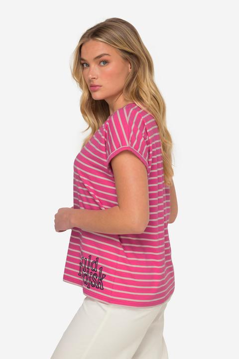 Actual product image Laurasøn Oversized Striped T-Shirt Crew Neck Short Sleeve (XL)