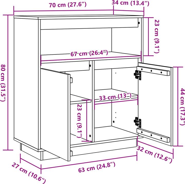 Image du produit vidaXL Sideboard-Möbel (34 x 70 x 80 cm)