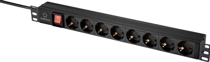 Productafbeelding Renkforce RF-4604248 48,30cm (19") Netwerkkastcontactdoosstrip 1 U contactdoos met aardingscontact met