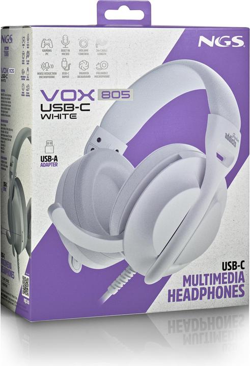 Actual product image NGS VOX805 USB-C WHITE (ANC, Cable)
