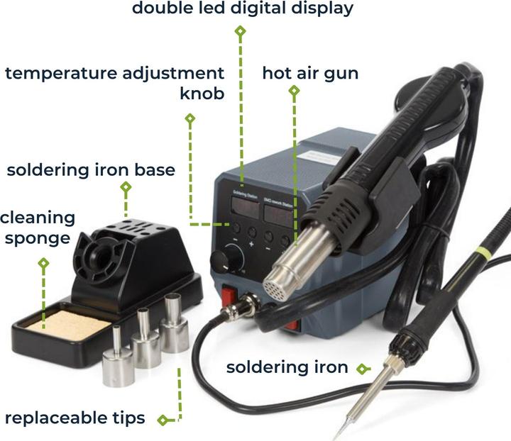 Produktbild Velleman 2-in-1 SMD-HEIssLUFTSTATION