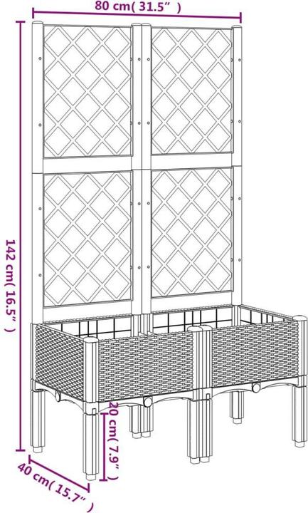 Image du produit vidaXL Bac à plantes avec treillis PP