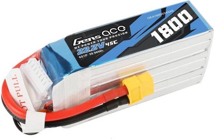 Actual product image Gens Ace Lipo Pack 1800mAh 22.2V 45C 6S1P(XT60) (22.20 V, 1800 mAh)