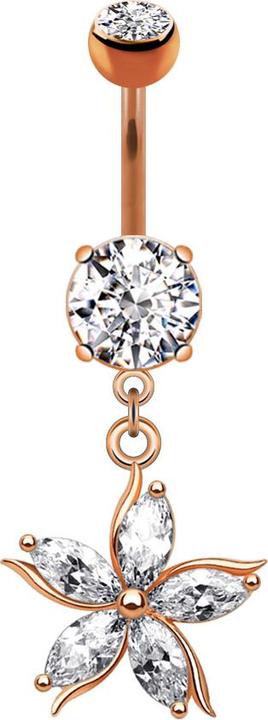 Immagine prodotto Star Piercing Banana oro rosa con ciondolo fiore di cristallo (Ottone, Acciaio chirurgico 316L)