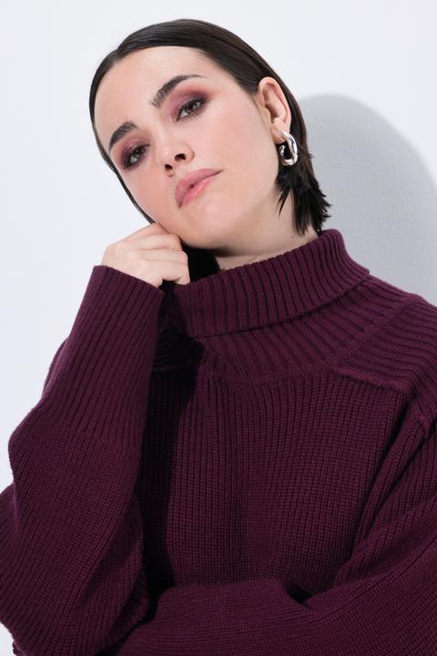 Produktbild Ulla Popken Pullover, Rippstrick, Rollkragen, Raglan-Langarm (60)