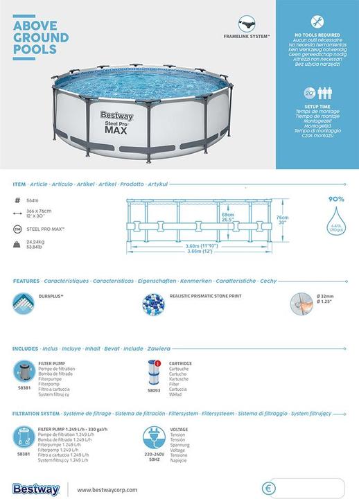 Actual product image Bestway Steel Pro Max (Ø 366 x 76 cm)