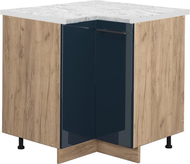 Blau, Dunkelblau hochglanz, Goldkraft Eiche, Marble-Weiss