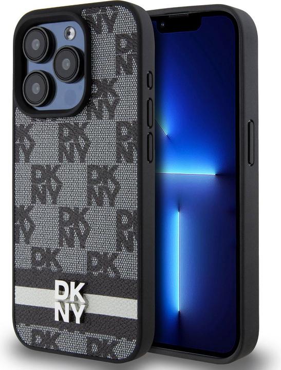 Image du produit DKNY PU Leather Checkered Pattern and Stripe Case pour iPhone 13 Pro Max Black (Apple iPhone 13 Pro Max)