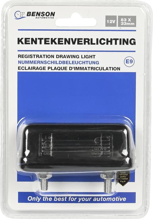 Benson Éclairage plaque d'immatriculation 83 x 33 mm