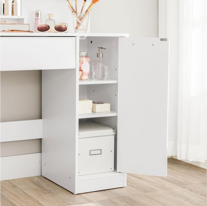 Actual product image Vasagle White rectangular dressing table, white side frame, 80.0 cm 132.0 cm (80 x 40 x 132 cm)