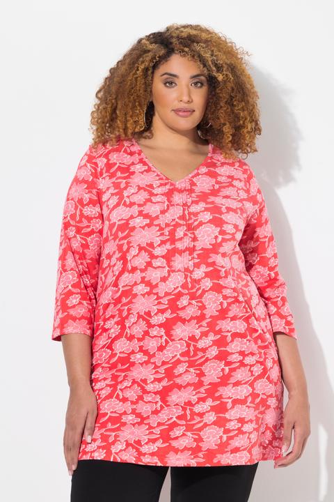 Produktbild Ulla Popken Longshirt, Biesen, A-Linie, V-Ausschnitt, 3/4-Arm (50, 52)