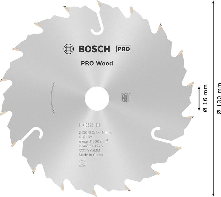 Actual product image Bosch Professional Zubehör PRO Wood circular saw blade, 130 x 2 x 16 mm
