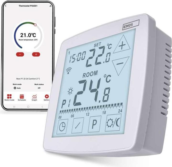 Immagine prodotto Emos GoSmart Raumthermostat P56S01 mit WiFi, programmierbar, verkabelt