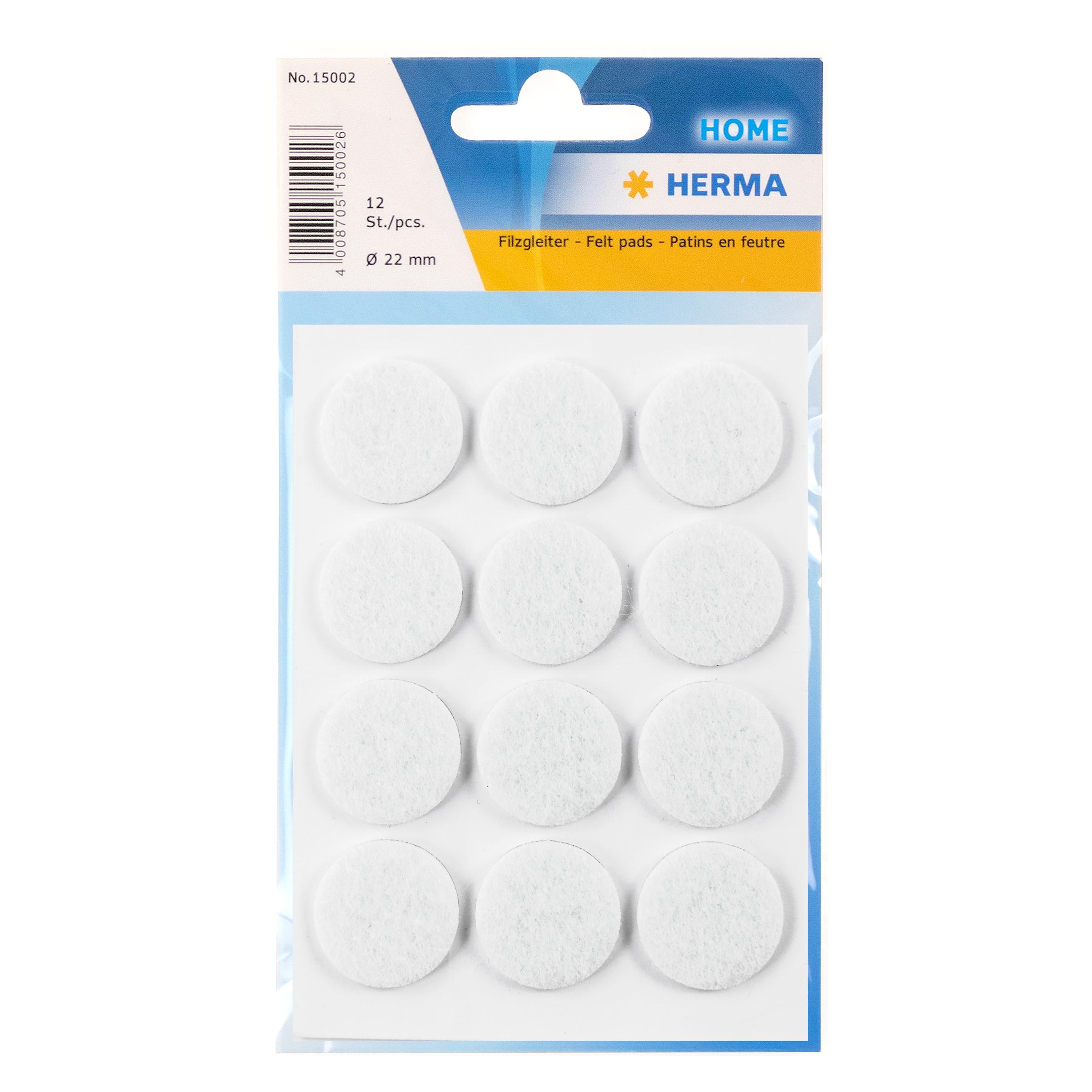 HERMA, Meubelglijders + beschermende buffers, Vilten glijders (Vilten glijders, 12 Pcs.)