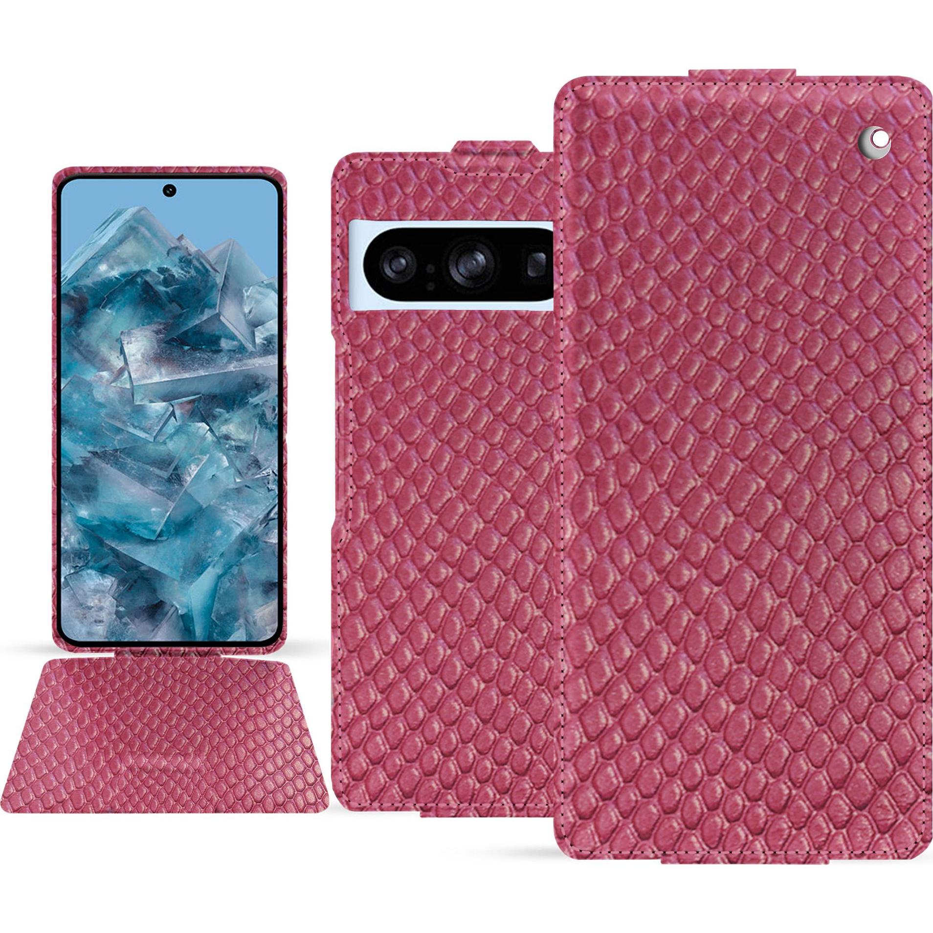 Noreve Lederschutzhülle vertikal (Google Pixel 8 Pro), Smartphone Hülle, Rosa