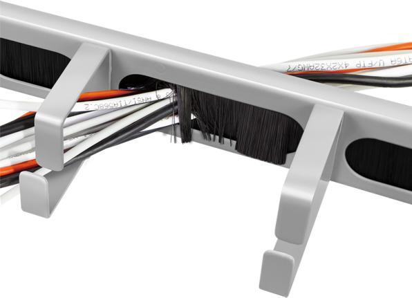 Actual product image LogiLink 19" cable management panel with 4 steel brackets and brush strip, light grey