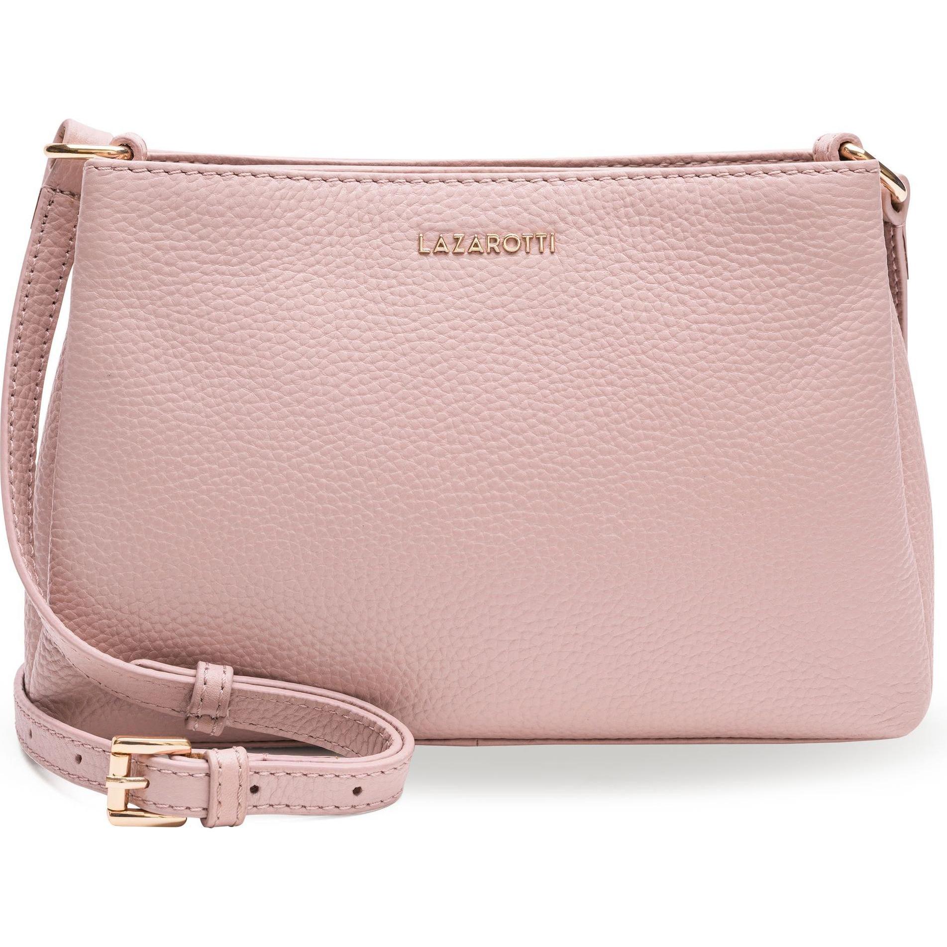 Lazarotti, Handtasche, Bologna Leather Umhängetasche Leder 23 cm, Rosa