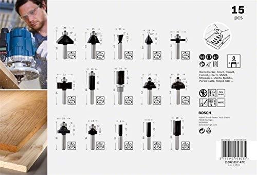 Actual product image Bosch Professional Zubehör 15-piece milling cutter set, 8 mm shank for hand milling cutters
