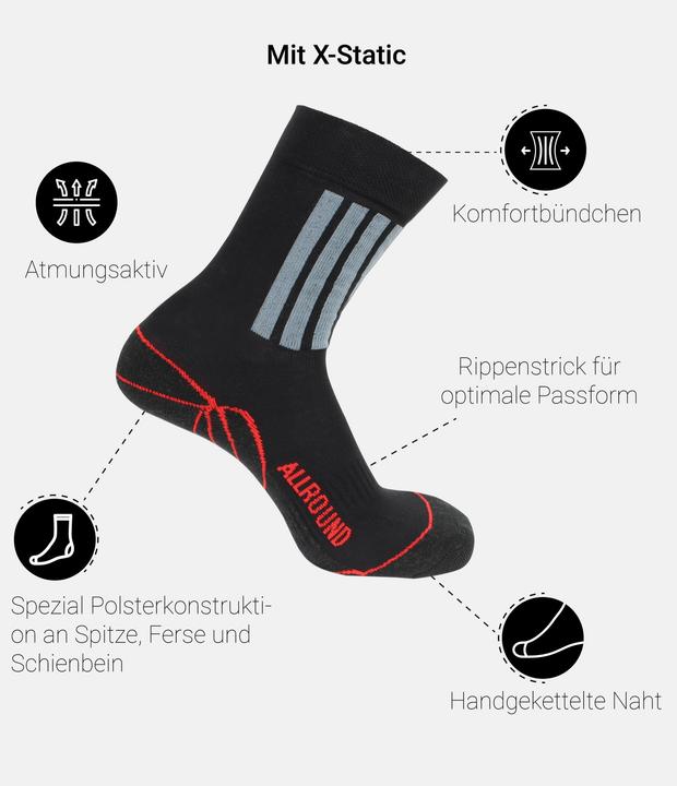 Immagine prodotto Normani 2 paia di calzini sportivi a tutto tondo con X-Static (Confezione da 2, 47 - 50)