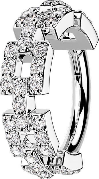 Actual product image Star Piercing Micro segment ring hinged silver chain with crystals (without brass, Surgical steel 316L)