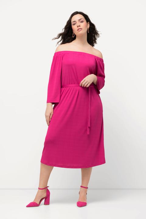 Produktbild Ulla Popken Midikleid, Strukturjersey, schulterfrei, 3/4-Arm (42, 44)
