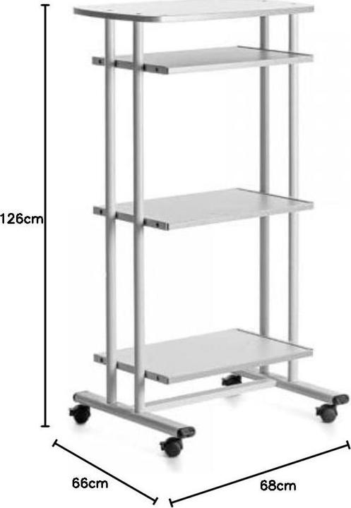 Image du produit Rocada Table PC avec roulettes grise 68,0 x 53,0 x 126,0 cm (68 x 53 x 126 cm)