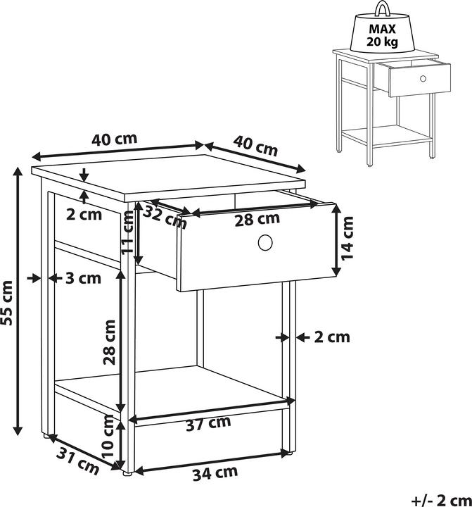 Produktbild Beliani Vester (40 x 55 x 40 cm)