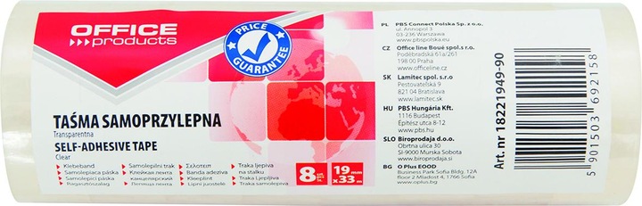 Produktbild Office Products Büro-klebeband, 19mm, 33m, 8 stück, transparent (53 mm)