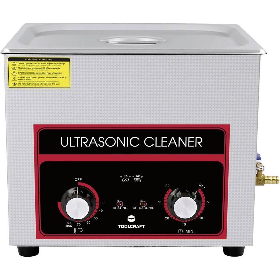 Thumbnail - Toolcraft Ultraschallreiniger Werkstatt, Schmuck, Bürobedarf 240W 10l mit Heizung, mit Reinigungsko, Ultraschallreiniger