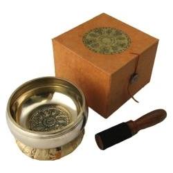Dhyani-Klangschale mit bedruckter Geschenkbox mit Zubehör, Sachbücher