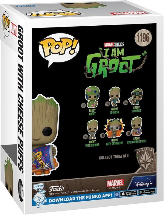 Actual product image Funko POP Marvel I am Groot - Groot with Cheese Puffs