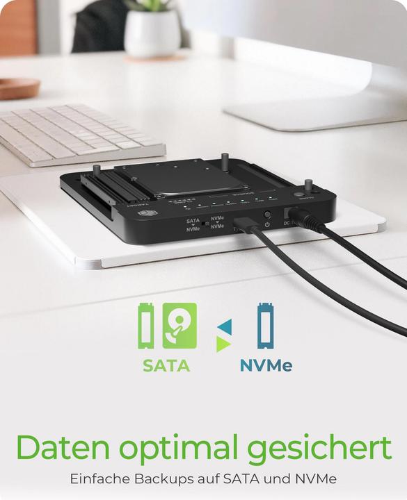 Produktbild Icy Box Klon- und DockingStation für für 2 M.2 NVMe SSDs und HDDs, IB-2913MCL-C31